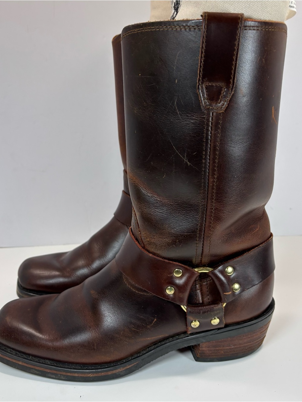 Dingo Dean Harness Boots DI19056 Mahogany Leather Square Toe Mens Size 8.5 D